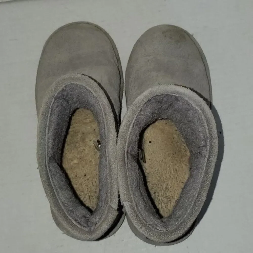 Bearpaw Boots Booties Shoes Gray Suede Winter Snow Alyssa Ankle Youth GIRLS 4